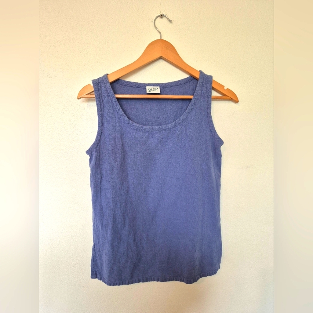 100% Cotton Tank Top By Oh My Gauze! Size XS Blue